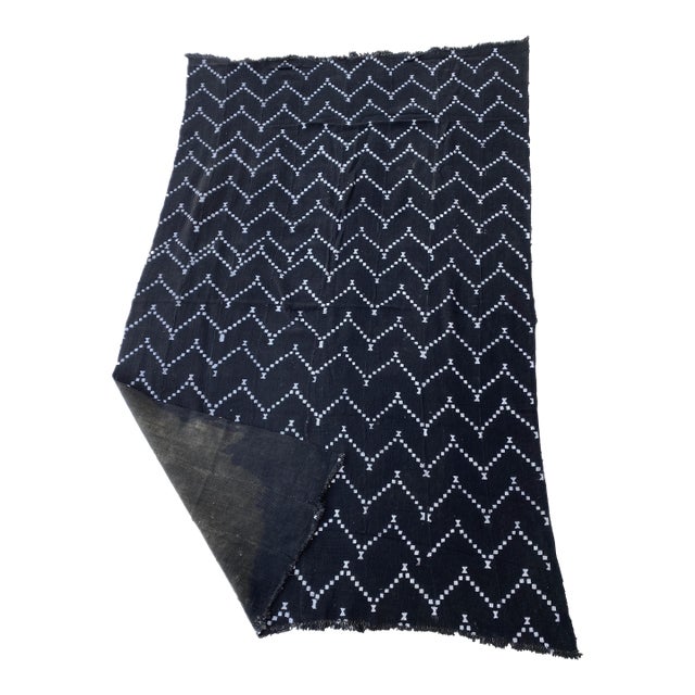 African Black and White Mud Cloth Textile Mali 40" by 69" For Sale