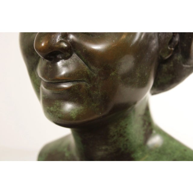 Vintage 1980s Bronze Female Bust by Cathy Hopkins For Sale - Image 9 of 12