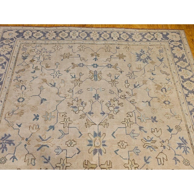 Vintage Turkish Oushak Room Size Rug, Hand-Knotted Wool, Ivory, Blue, 8' x 10' For Sale - Image 9 of 16