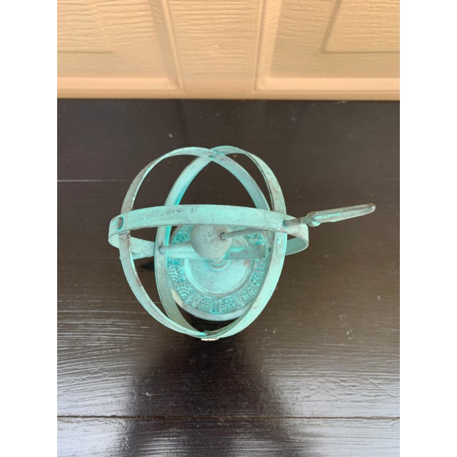 Metal Verdigris Iron Armillary Sphere on Stand – European Garden Accent For Sale - Image 7 of 7