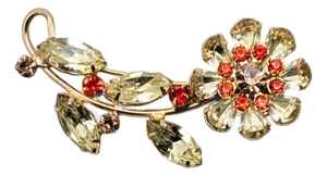 Vintage 1950s Signed Kramer Ny Faux-Citrine Flower Brooch