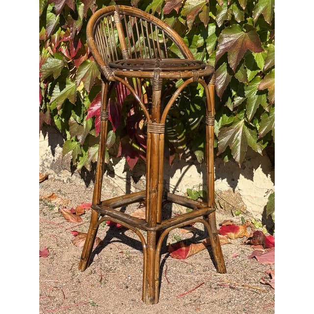 1960s Vintage Rattan Bar Stools, 1960s, Set of 2 For Sale - Image 5 of 9