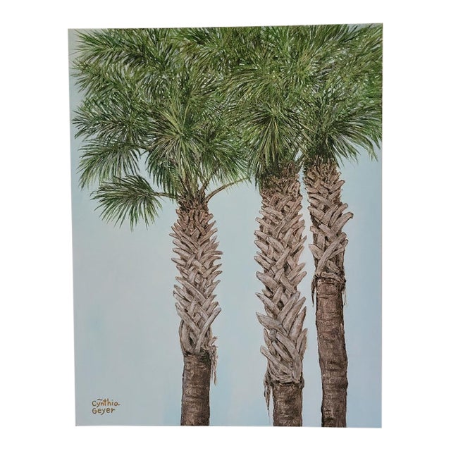 Acrylic Painting Texas Palmetto Palms by Cynthia Geyer For Sale