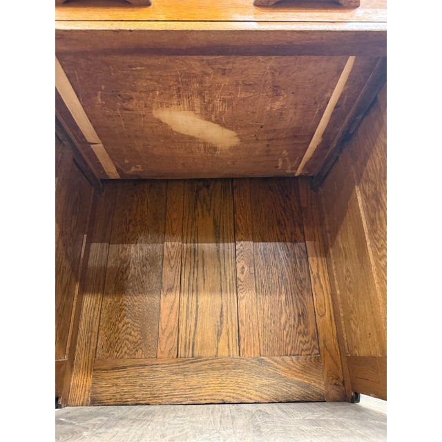 Antique American Arts & Crafts Mission Quarter Sawn White Oak Library Table Desk For Sale - Image 10 of 15