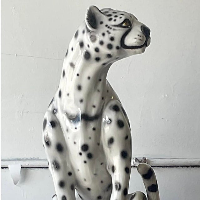 Vintage Boho Italian Glazed Ceramic Cheetah For Sale - Image 9 of 12