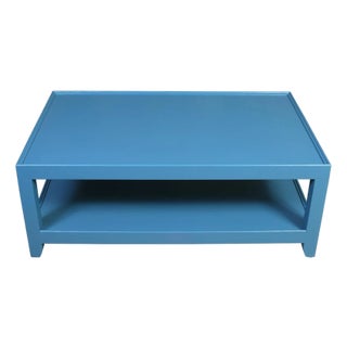 Painted Cerulean Blue Two Tier Coffee Table For Sale