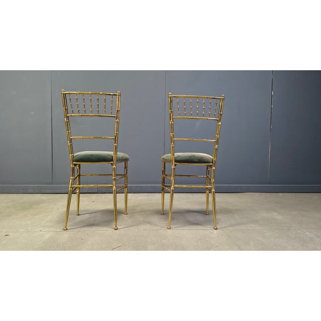 Hollywood Regency Brass Faux Bamboo Chairs, 1960s, Set of 2 For Sale - Image 3 of 13