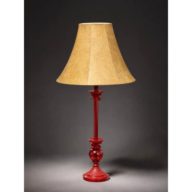 Late 20th Century Vintage Style Red Table Lamp With Beige Fabric Shade For Sale - Image 5 of 5