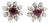 Floral .75ctw Diamond and Ruby Stud Earrings, 14k White Gold, Flower Earrings, A Pair For Sale