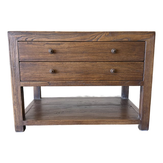 Nathalie Reclaimed Elm 2 Drawer Nightstand 36" - Chestnut For Sale