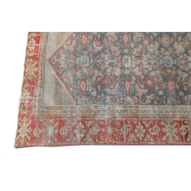 Blue Vintage Persian Malayer Handmade Wool Runner For Sale - Image 4 of 13
