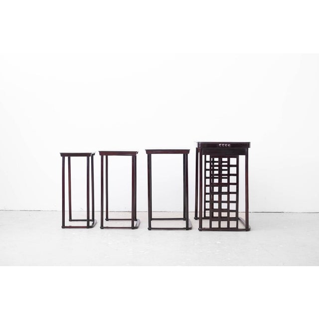 Secessionistic Model 988 Nesting Tables by Prof. Josef Hoffmann for Jacob & Josef Kohn, Vienna, Austria, 1906, Set of 4 For Sale - Image 11 of 18