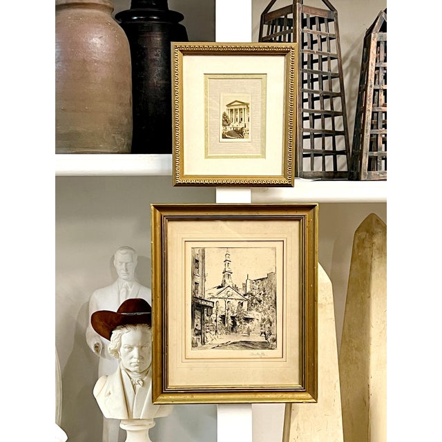 Vintage Original Etching by George Oberteuffer (1878 - 1940). Signed, Reframed For Sale - Image 12 of 12