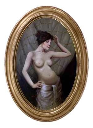 Nicola De Marco, La Maliziosa, Oil on Canvas, Framed