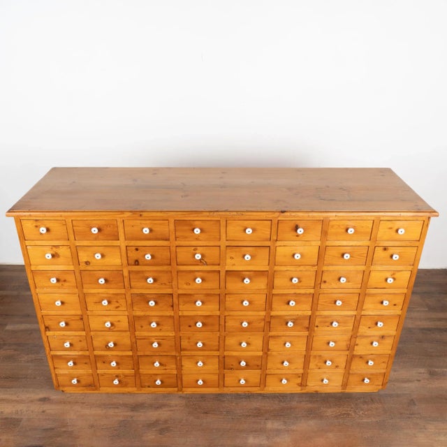 Free Standing Pine Apothecary Counter With 64 Drawers, Kitchen Island Circa 1900's For Sale - Image 4 of 9