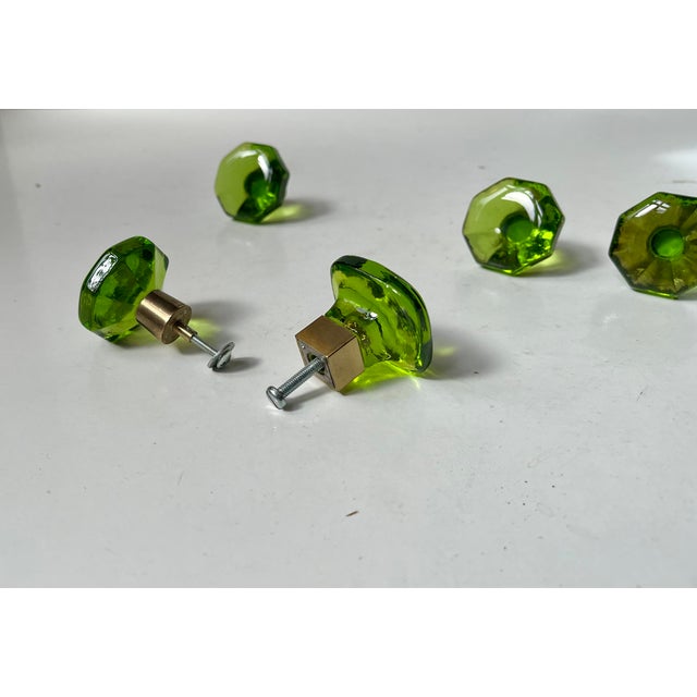 Mid-Century Modern Vintage Swedish Green Glass Knobs, 1960s, Set of 6 For Sale - Image 3 of 11