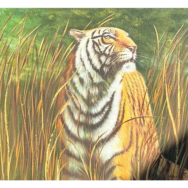 Vintage Aboriginal Oil Painting of Tiger For Sale - Image 11 of 12