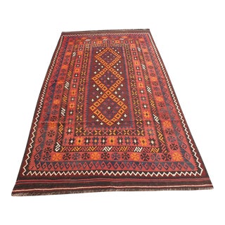 Hazara Vintage Handwoven Tribal Wool Kilim Rug For Sale