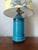 Blue Ceramic Lamp with Claw Feet and Foliage Lampshade, 1960s For Sale - Image 9 of 14