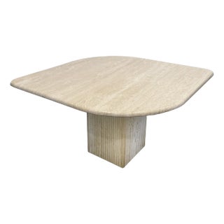 Vintage Stone International Eye Shape Italian Travertine Table, 1980s For Sale