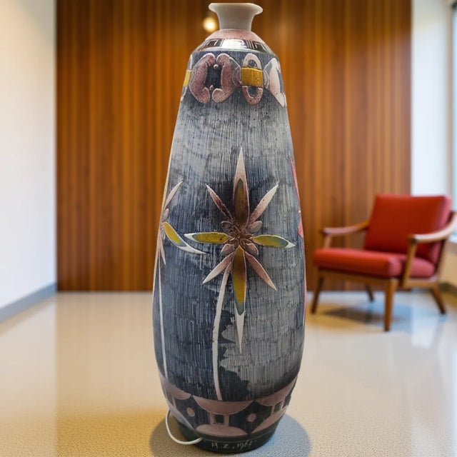 1960s Tilgmans Keramik Swedish Ceramic Table Lamp | Artist Signed a.z. 1964 | Scandinavian Modern For Sale - Image 5 of 7