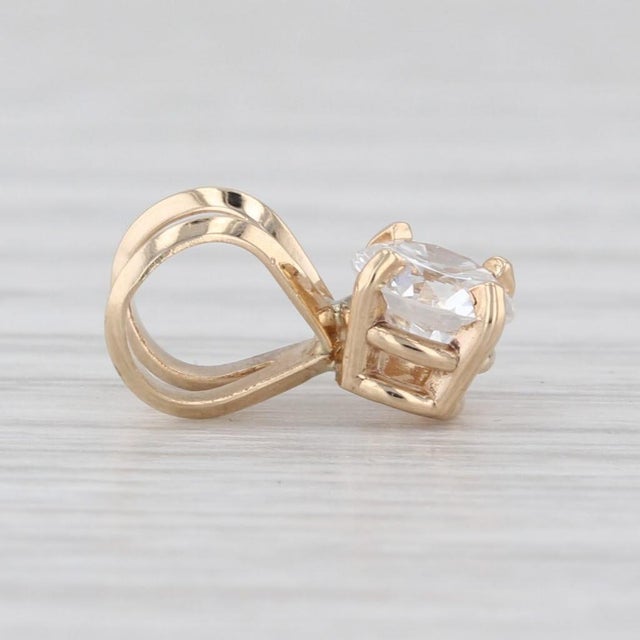 0.66ct Round Diamond Solitaire Pendant 14k Yellow Gold Small Drop For Sale - Image 4 of 4