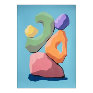 2024, Abstract Geometric Nature of "Coral Sculpture", Acrylic Painting on Paper by Ryan Rivadeneyra