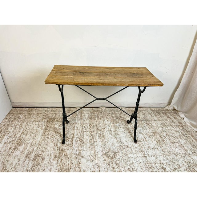 French Vintage French Oak and Cast Iron Console Table For Sale - Image 3 of 10