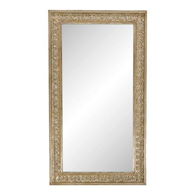 Huge Michael Taylor Neoclassical Style Giltwood Acanthus Leaf Full Length Mirror For Sale