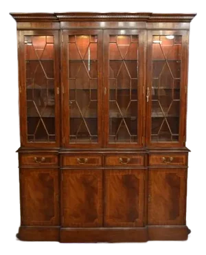 Four Door Traditional Georgian Mahogany Breakfront China Cabinet/Bookcase by Leighton Hall