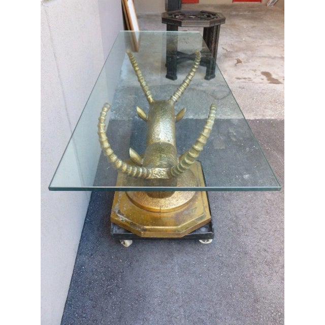70's Bronze & Zinc Antelope Head Console Table Base For Sale - Image 11 of 12