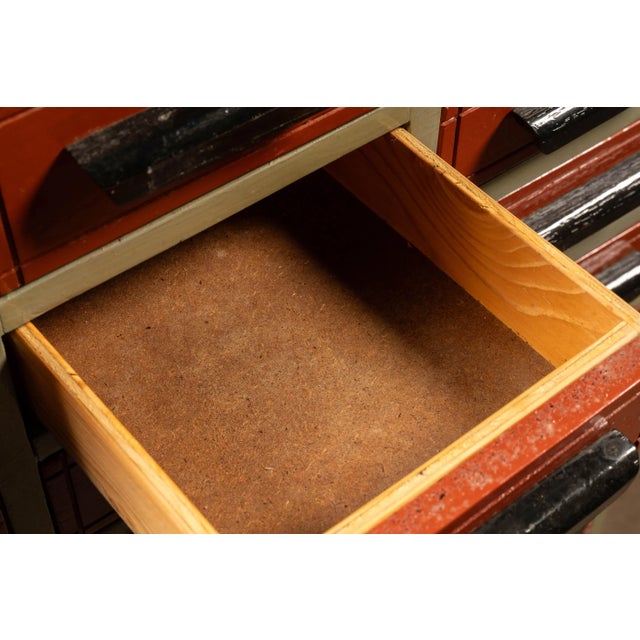 Vintage 102-Drawer Industrial Wheeled Parts Cabinet For Sale - Image 9 of 12