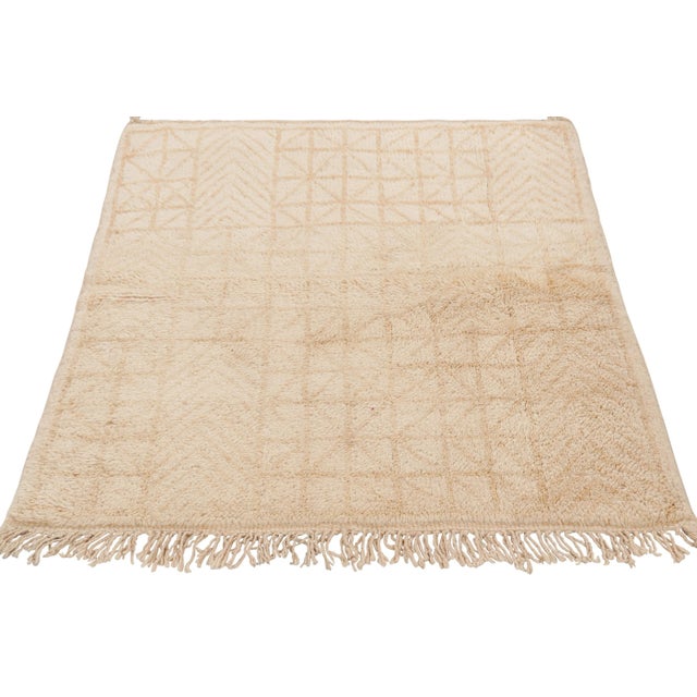 2010s Rug & Kilim’s Moroccan Square Rug With Beige-Brown Geometric Patterns For Sale - Image 5 of 7