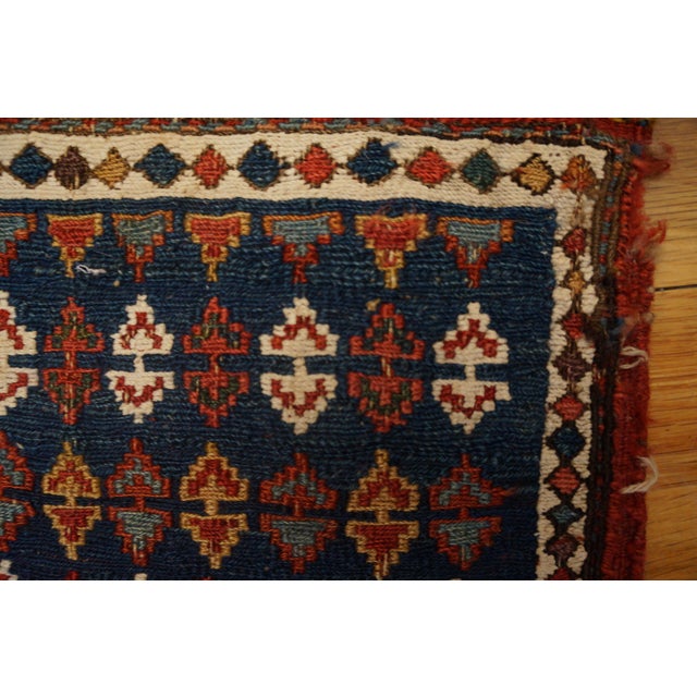 1900s Multicolor Geometric Tribal Antique Soumak 2' X9" Handknotted Wool Carpet For Sale - Image 4 of 4