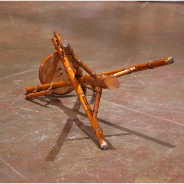 19th Century French Hand Crafted Faux Bamboo Tripod Display or Plant Stand For Sale - Image 12 of 12