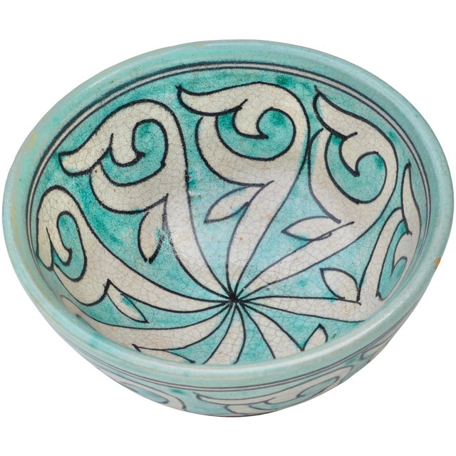 Late 19th Century Turquoise Andalusian-Patterned Ceramic Decorative Bowl For Sale - Image 4 of 8