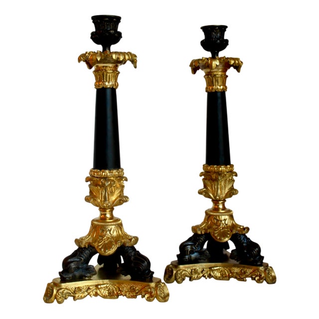 Antique French Charles X Candelabres, 1835, Set of 2 For Sale
