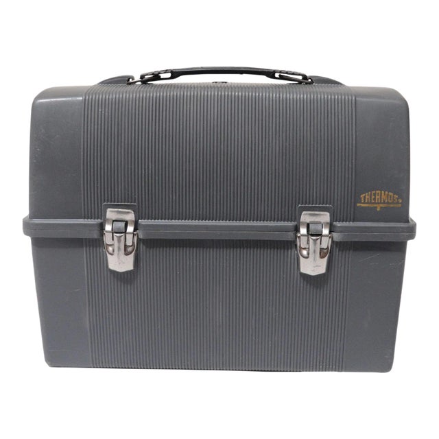 Vintage Thermos Brand Gray Plastic Work Lunch Box For Sale