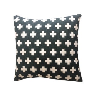 Swiss Cross Black & Tan Geometric Pillow For Sale