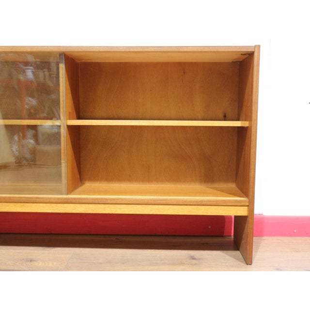 Mid 20th Century Mid Century Modern Vintage Teak Bookcase Glass Door Display Cabinet For Sale - Image 5 of 9