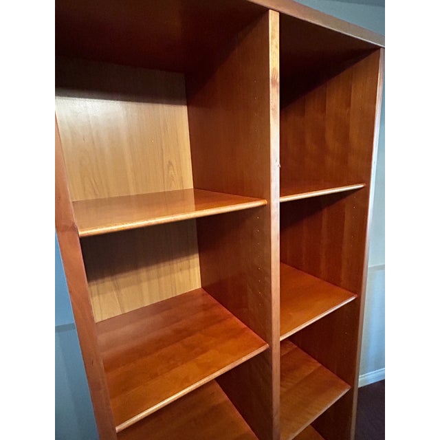 Wood 2000s Modern Mobile Cherry 10-Cubby Shelving Unit on Industrial Casters For Sale - Image 7 of 11