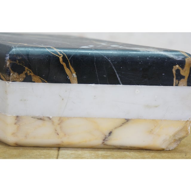 20th Century MCM 3 Tier Layered Marble Paperweight Parallelogram Stone Block For Sale - Image 9 of 12