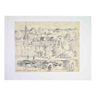 Suzanne Tourte, View of Sasnères, 1942, Pencil on Paper For Sale