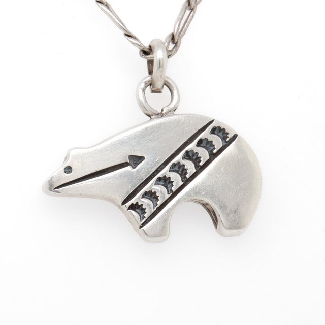 Metal Vintage Southwestern Sterling Silver Bear Pendant for a Necklace For Sale - Image 7 of 13
