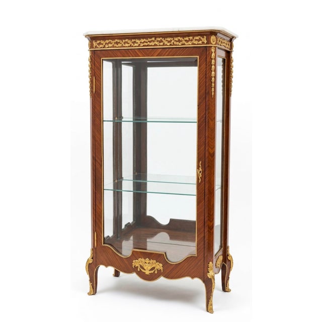 Beautiful Vintage Display Cabinet Louis XV Style.Made of real solid Wood , Francois Linke Style with white Italian marble...