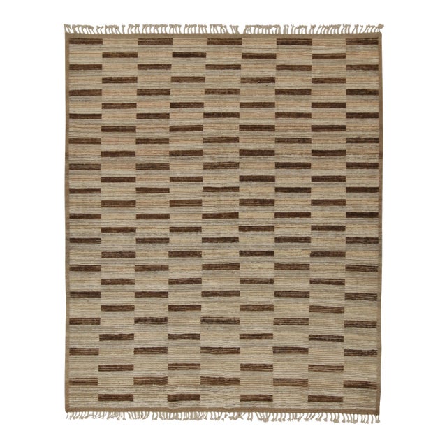 Rug & Kilim’s Modern Rug with Beige-brown Geometric Patterns - 6x9 For Sale
