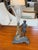 Rococo Revival Figural Spelter and Etched Glass Trumpet Vase, Antique For Sale - Image 4 of 16