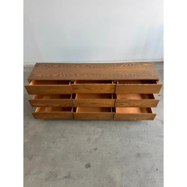 1990s Post Modern Oak - Nine Drawer Dresser For Sale - Image 4 of 13
