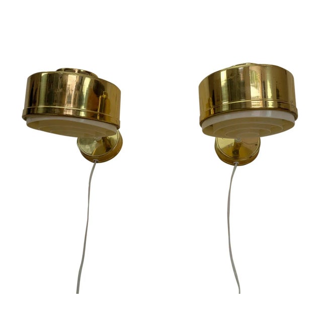 1950s Vintage Swedish Gold Lamps from BJS Skellefteå, 1960s, Set of 2 For Sale - Image 5 of 6