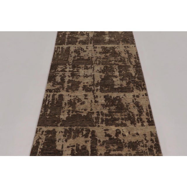 Rug & Kilim Rug & Kilim’s Modern Abstract Runner in Chocolate Brown and Beige For Sale - Image 4 of 8